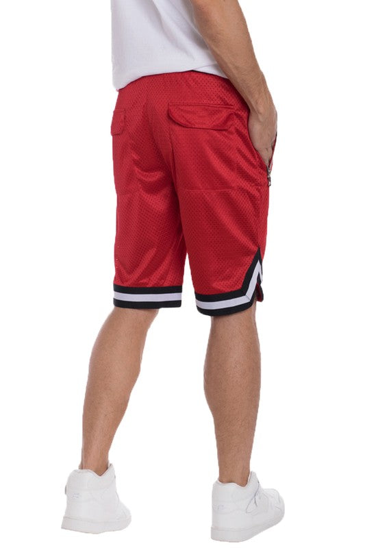 STRIPED BAND SOLID BASKETBALL SHORTS