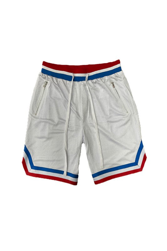 STRIPED BAND SOLID BASKETBALL SHORTS