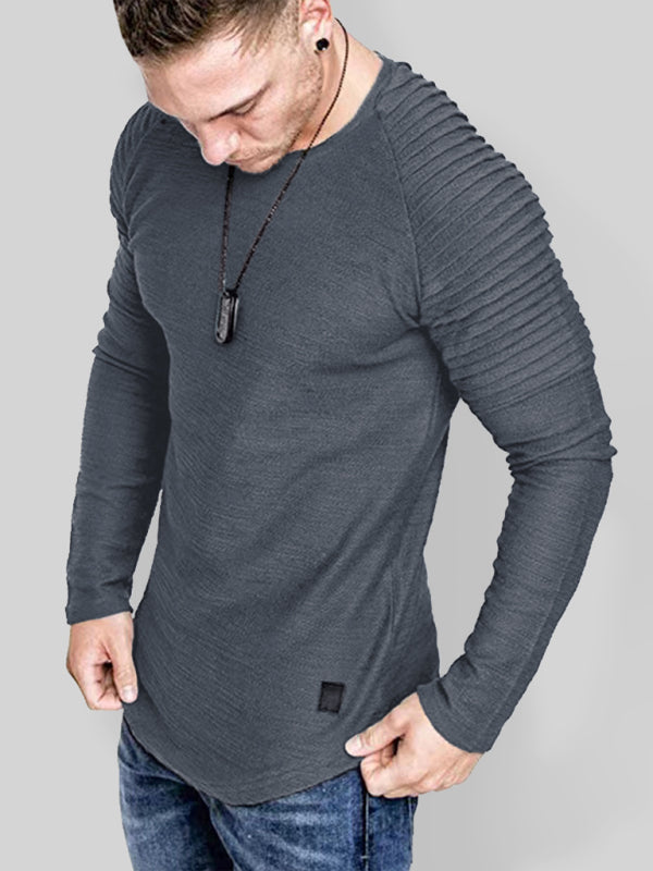 Men's Long Sleeve T-Shirt Muscle Fitted T Shirt Gym Workout Athletic Tee