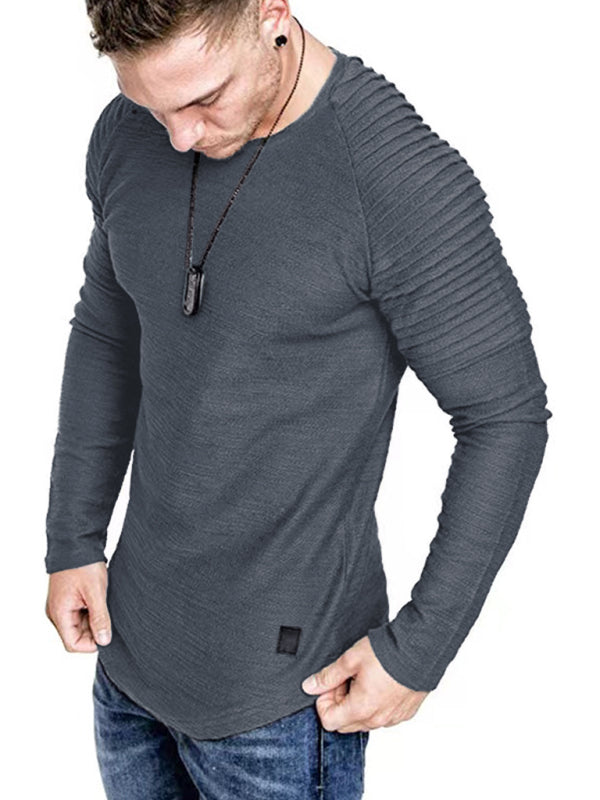 Men's Long Sleeve T-Shirt Muscle Fitted T Shirt Gym Workout Athletic Tee