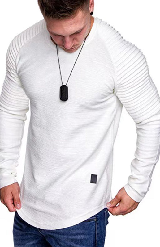 Men's Long Sleeve T-Shirt Muscle Fitted T Shirt Gym Workout Athletic Tee