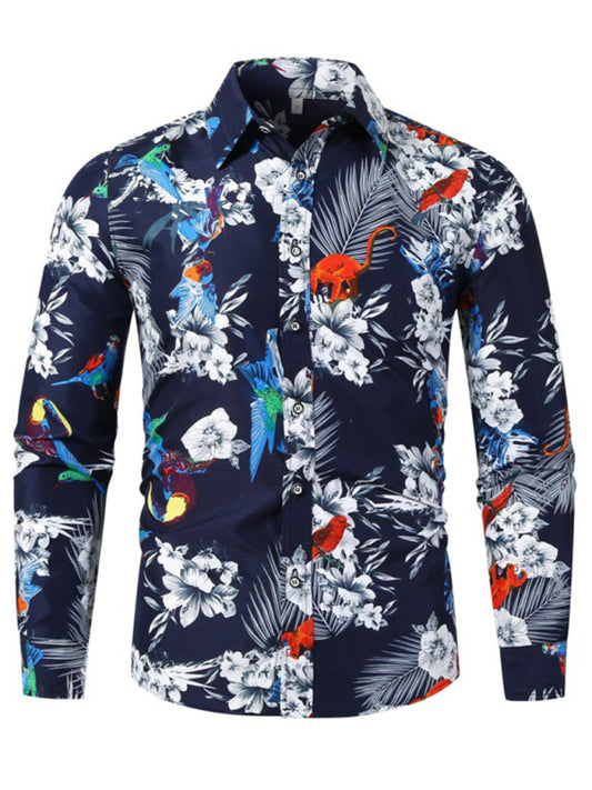 Men's Hawaiian Shirt Short Sleeves Printed Button Down Summer Beach Dress Shirts