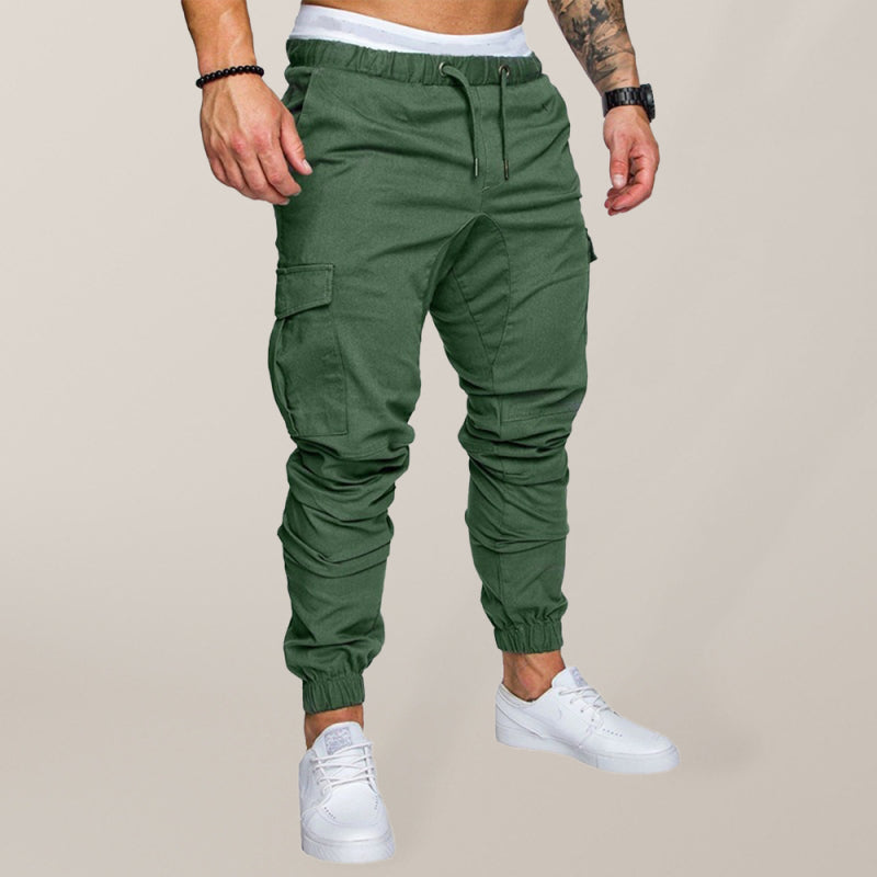 Men's Solid Color Casual Tether Elastic Sports Baggies Men's Trousers