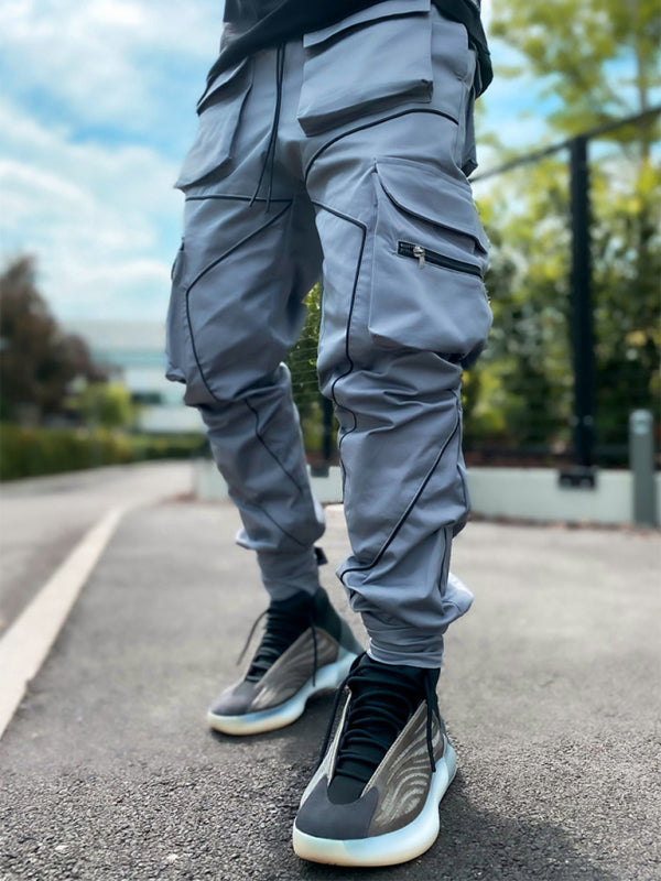 Men's trendy loose straight multi-pocket cargo pants