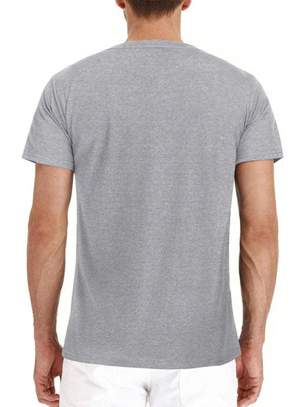 Men's solid color casual short-sleeved T-shirt