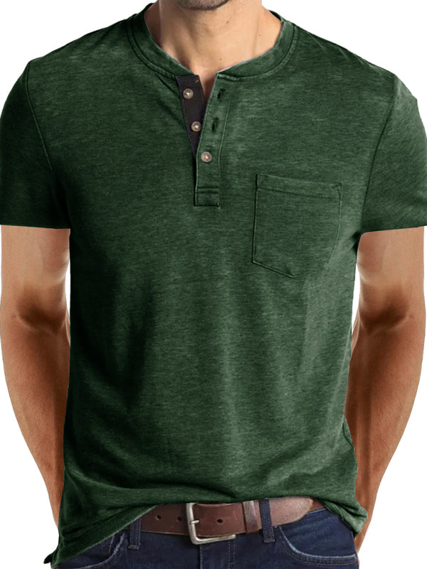 Men's solid color casual short-sleeved T-shirt