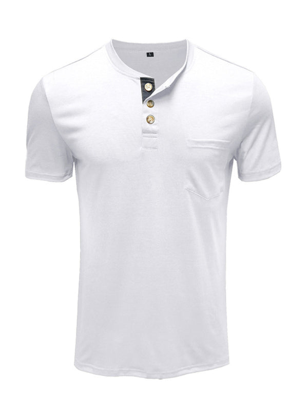 Men's solid color casual short-sleeved T-shirt