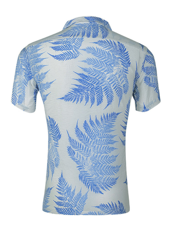 Men's Casual Loose Beach Wear Maple Leaf Print Short Sleeve Shirt